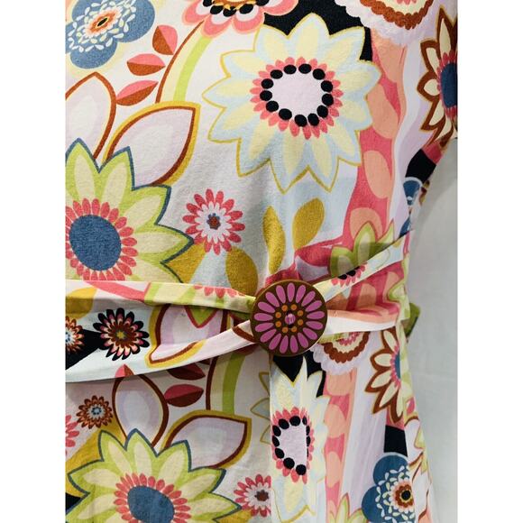 Womens Long Modest Dress Size Small Youth 14 Multi Colored Short Sleeve Handmade - Picture 3 of 9